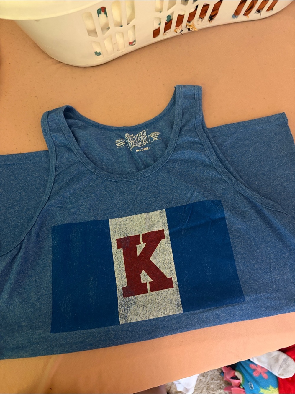 Women’s Blue Graphic Tank Top with Red 'K'